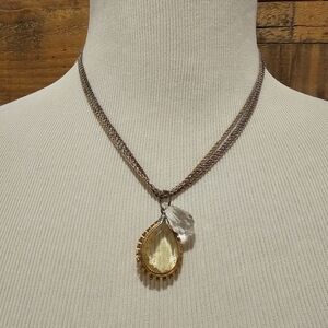 Crystal pendants on tri color rope chain